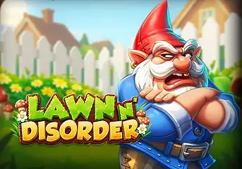 Lawn Disorder fun slot-style game preview with ember particles over a glowing grid